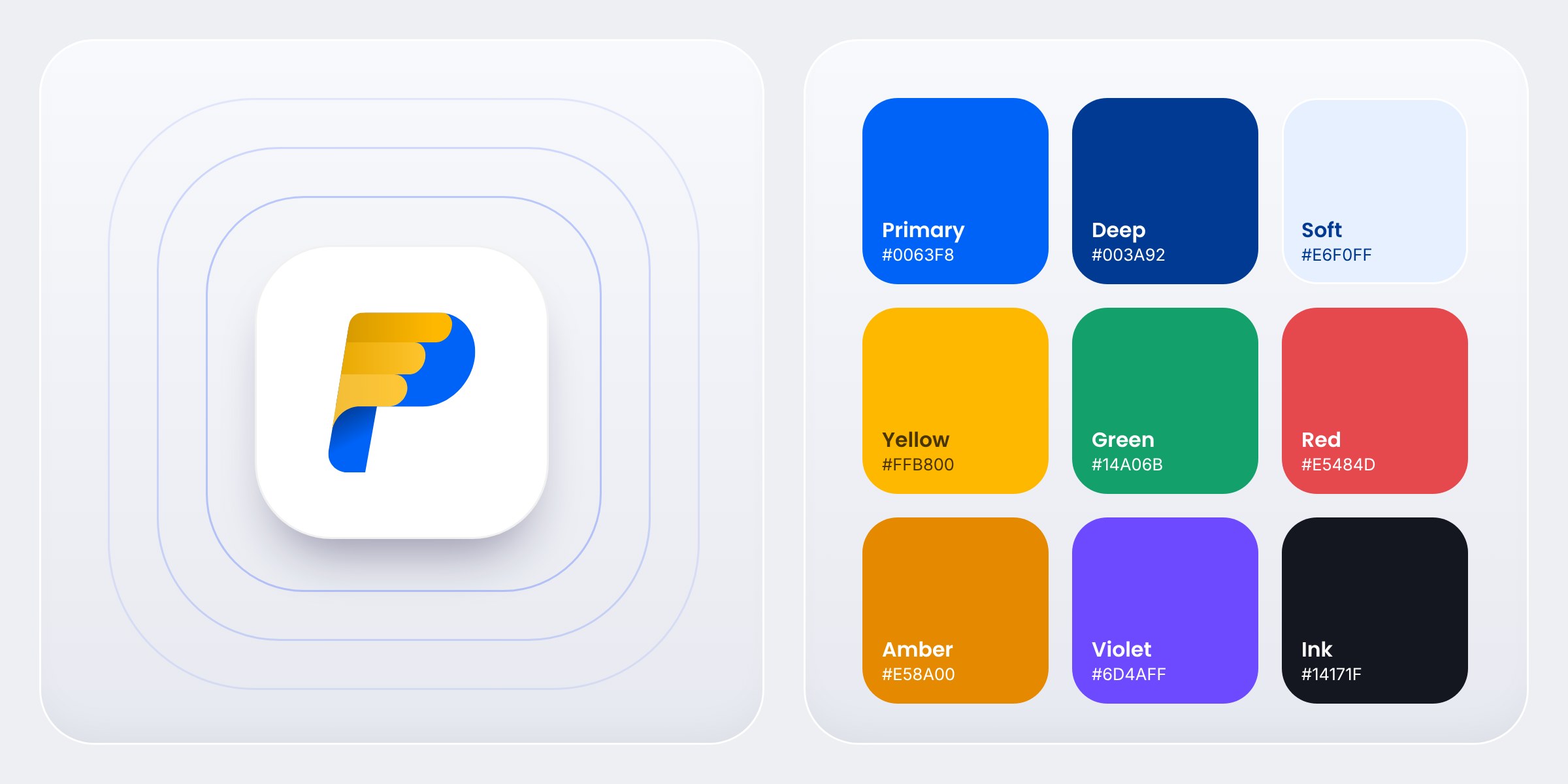 The app icon and the colour palette taken from the logo